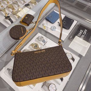 MICHAEL KORS Jet Set Small Crossbody Coin Pouch Tech Accessories Brown Marigold